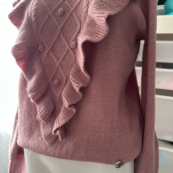 Adrienne Vittadini Pink Crew Neck Sweater with Ruffle Detail - Picture 8 of 10